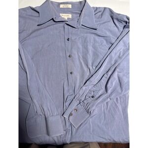 John W. Nordstrom Mens Dress Shirt 18-35 Blue Cotton Long Sleeve‎